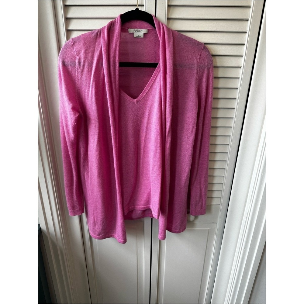 Worth Pink Lightweight Knit cashmere Cardigan Set - Picture 2 of 7